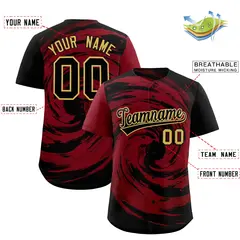 Crimson Black Swirl Graffiti Baseball Jersey 2