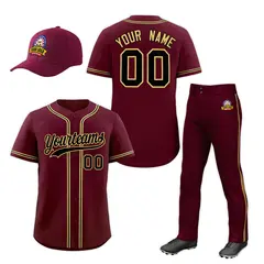 Crimson Black Team Baseball Jersey Pants Hat Package 1