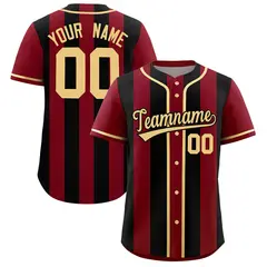 Crimson Black Thick Stripe Authentic Baseball Jersey