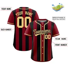 Crimson Black Thick Stripe Authentic Baseball Jersey 2