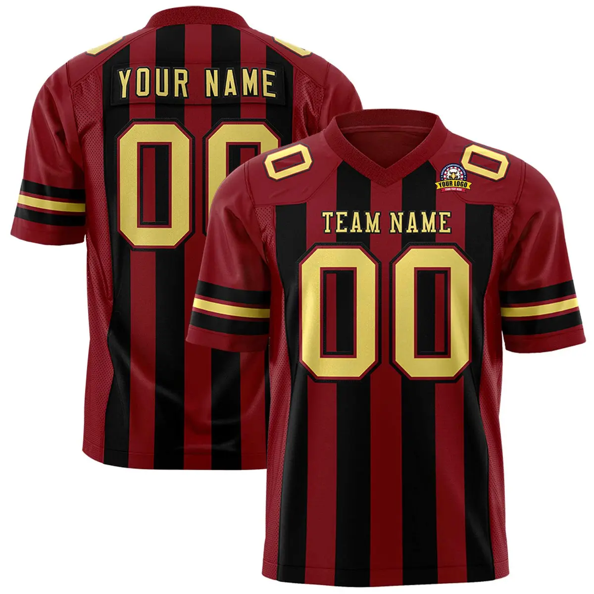 Crimson Black Thick Stripe Authentic Football Jersey