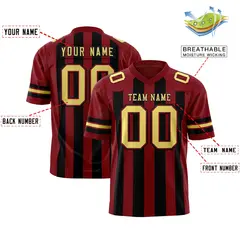 Crimson Black Thick Stripe Authentic Football Jersey 2