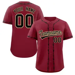 Crimson Black Thorns Ribbed Baseball Jersey 1