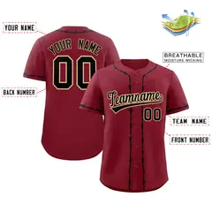 Crimson Black Thorns Ribbed Baseball Jersey 2