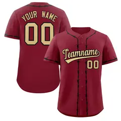 Crimson Black Thorns Ribbed Baseball Jersey 1