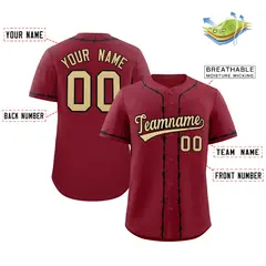Crimson Black Thorns Ribbed Baseball Jersey 2