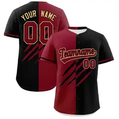 Crimson Black Tiger Claw Scratch Split Baseball Jersey 1