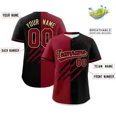 Crimson Black Tiger Claw Scratch Split Baseball Jersey 2