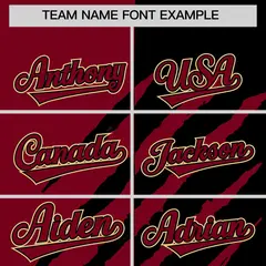 Crimson Black Tiger Claw Scratch Split Baseball Jersey 3