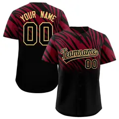 Crimson Black Tiger Stripe Gradient Animal Print Baseball Jersey