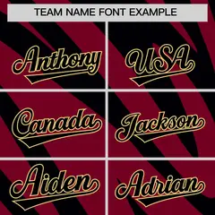 Crimson Black Tiger Stripe Gradient Animal Print Baseball Jersey 3