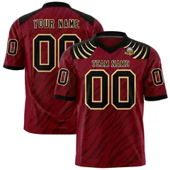 Crimson Black Tiger Stripe Graffiti Pattern Football Jersey