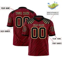 Crimson Black Tiger Stripe Graffiti Pattern Football Jersey 2