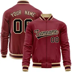 Crimson Black Varsity Full-Zip Letterman Baseball Jacket 1