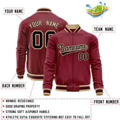 Crimson Black Varsity Full-Zip Letterman Baseball Jacket 4