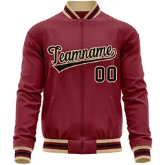 Crimson Black Varsity Full-Zip Letterman Baseball Jacket 5