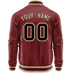 Crimson Black Varsity Full-Zip Letterman Baseball Jacket 6