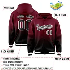 Crimson Black Varsity Letterman Gradient Hoodie Jacket 4