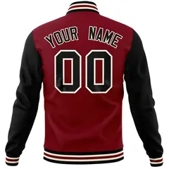 Crimson Black Varsity Raglan Sleeves Letterman Baseball Jacket 6