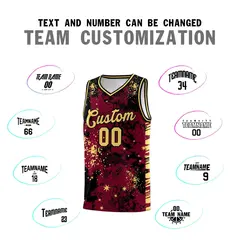 Crimson Black Vice Burst Graffiti Basketball Jersey 4