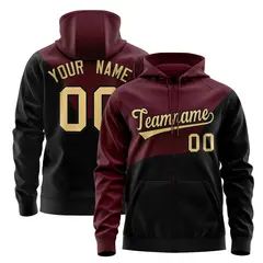 Crimson Black Wave Varsity Full-Zip Letterman Color Block Jacket Hoodie