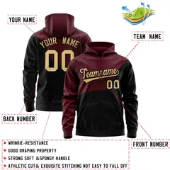 Crimson Black Wave Varsity Full-Zip Letterman Color Block Jacket Hoodie 4