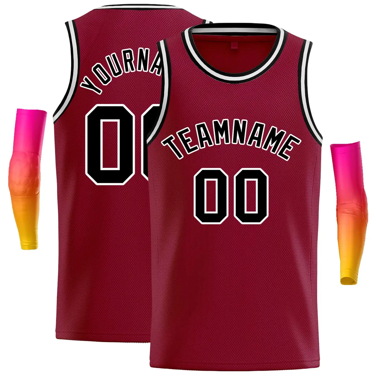 Crimson Black-White Classic Casual Basketball Jersey
