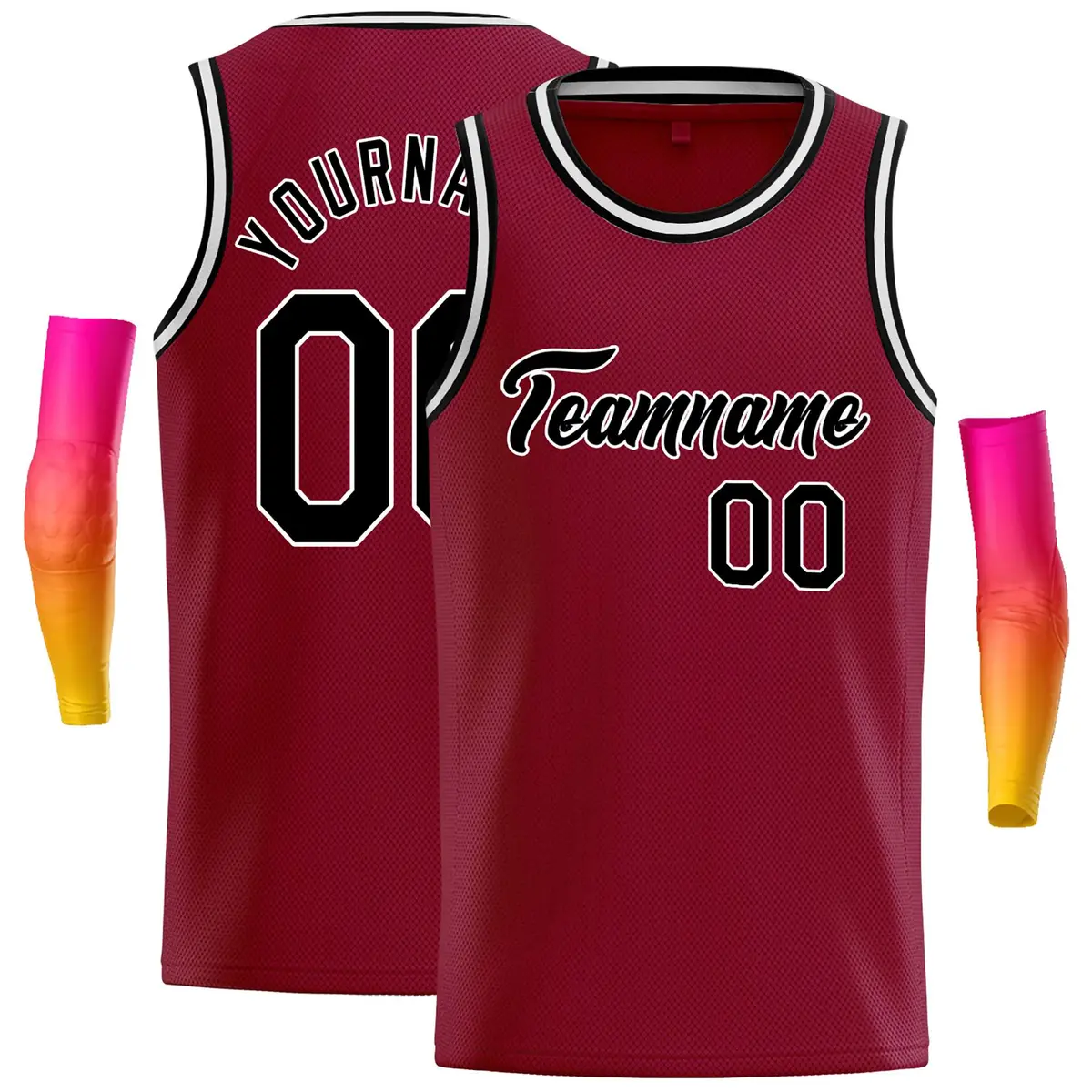 Crimson Black-White Classic Casual Basketball Jersey