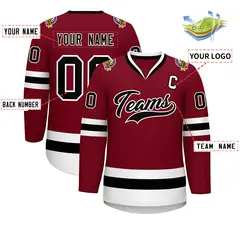 Crimson Black-White Classic Style Hockey Jersey 2