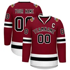 Crimson Black-White Classic Style Hockey Jersey