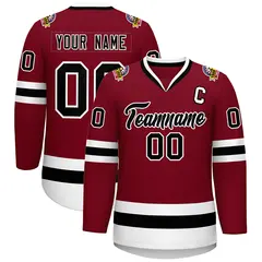Crimson Black-White Classic Style Hockey Jersey 1