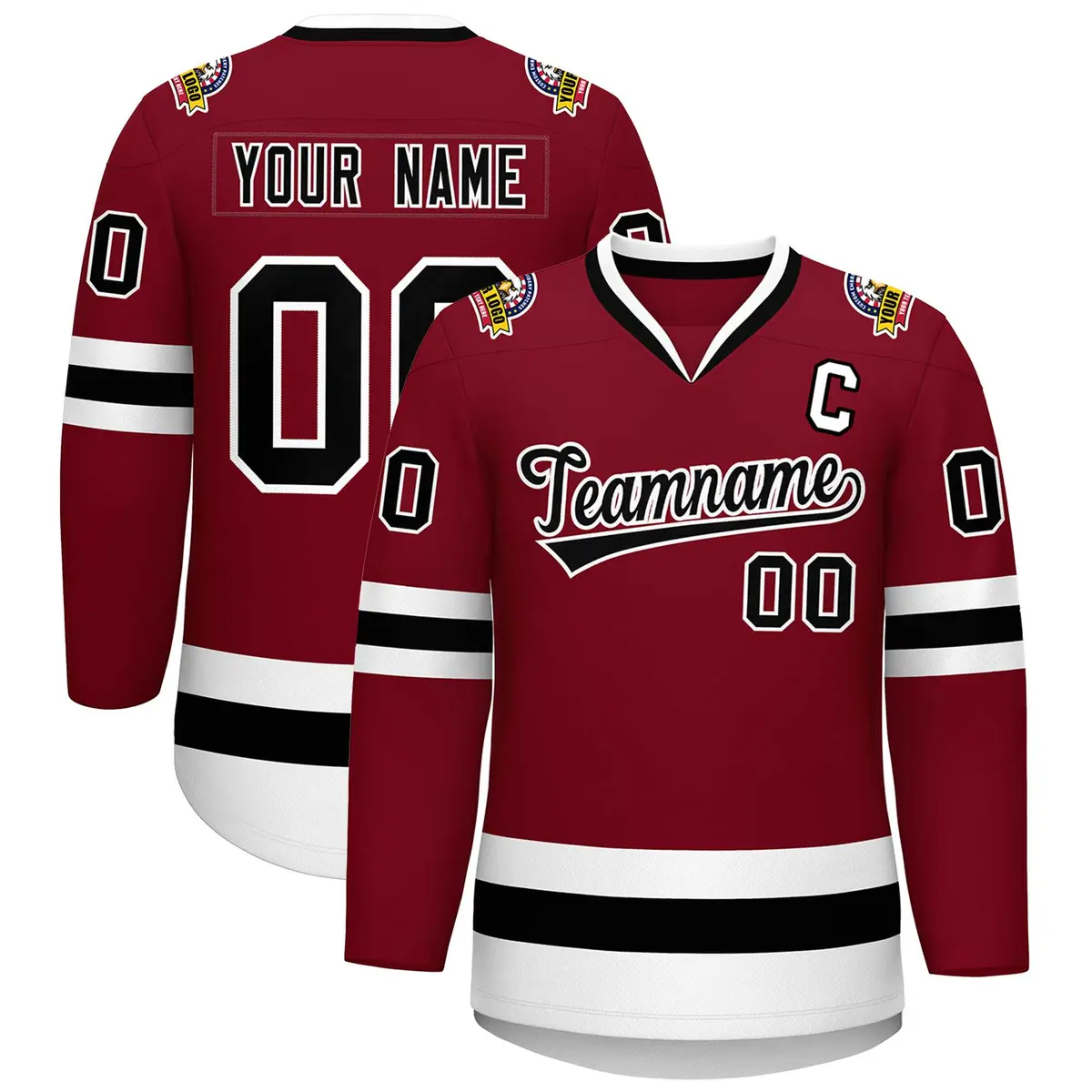 Crimson Black-White Classic Style Hockey Jersey