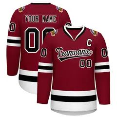 Crimson Black-White Classic Style Hockey Jersey 1