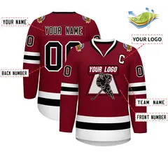 Crimson Black-White Classic Style Hockey Jersey 2
