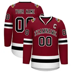 Crimson Black-White Classic Style Hockey Jersey