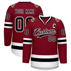 Crimson Black-White Classic Style Hockey Jersey 1