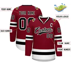 Crimson Black-White Classic Style Hockey Jersey 2