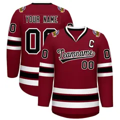 Crimson Black-White Classic Style Hockey Jersey 1