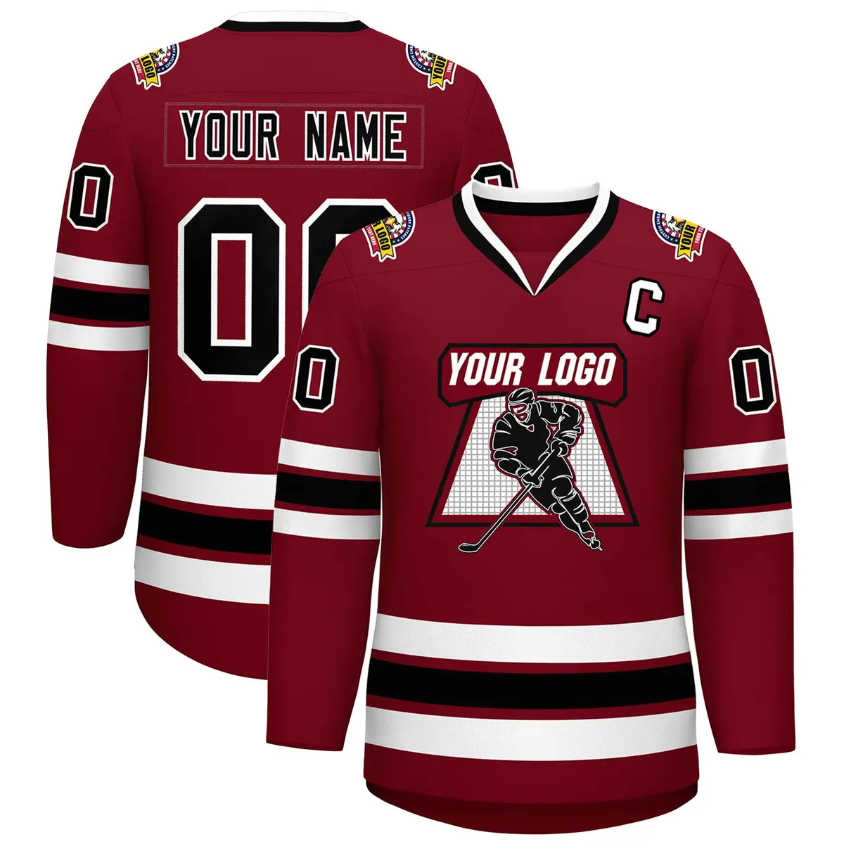 Crimson Black-White Classic Style Hockey Jersey