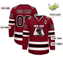Crimson Black-White Classic Style Hockey Jersey 2