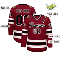 Crimson Black-White Classic Style Hockey Jersey 2