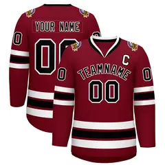 Crimson Black-White Classic Style Hockey Jersey 1