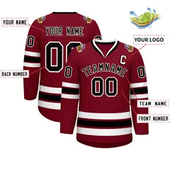 Crimson Black-White Classic Style Hockey Jersey 2