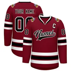 Crimson Black-White Classic Style Hockey Jersey 1