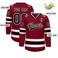 Crimson Black-White Classic Style Hockey Jersey 2