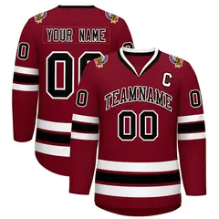 Crimson Black-White Classic Style Hockey Jersey 1