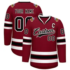 Crimson Black-White Classic Style Hockey Jersey