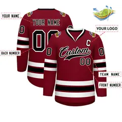 Crimson Black-White Classic Style Hockey Jersey 2