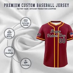 Crimson Black White Father's Day Classic Baseball Jersey 3