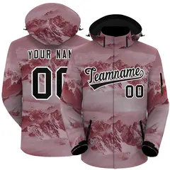 Crimson Black-White Graffiti Waterproof Jacket for Climbing 1